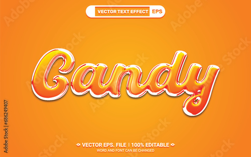 Glowing yellow candy editable 3d vector text effect