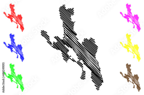 Lake Storsjoen (Kingdom of Norway) map vector illustration, scribble sketch Storsjoen map photo