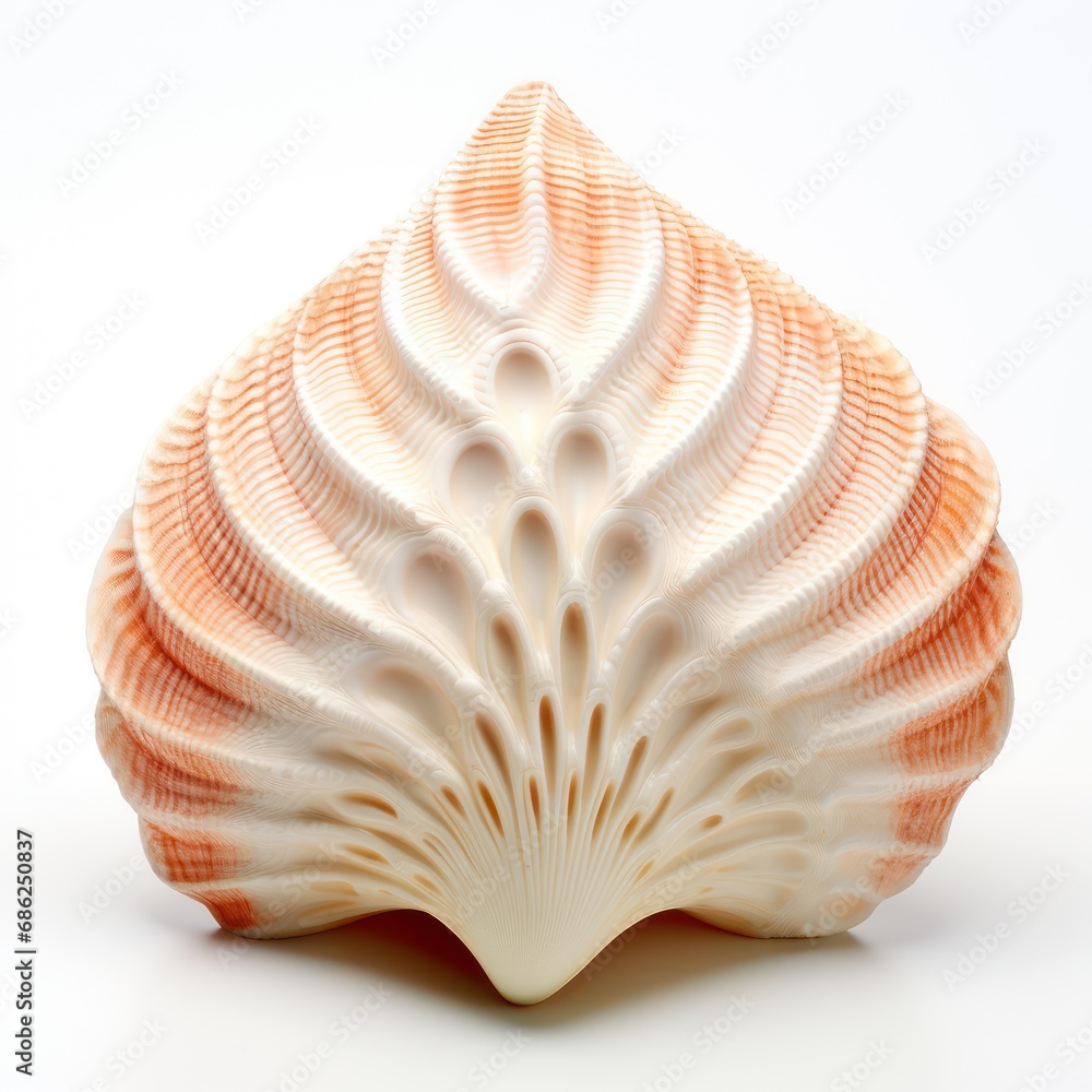 Intricate Textured Seashell on White Background Intricate Textured Seashell on White Background