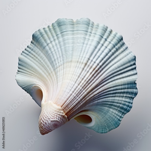 Intricate Textured Seashell on White Background