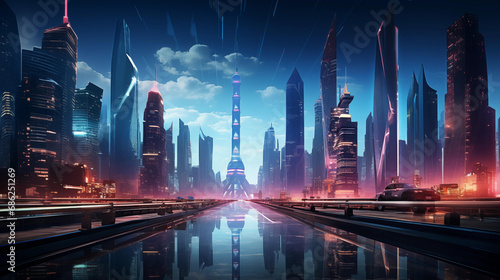 Skyward Symphony: Futuristic Cityscape with skyscrapers