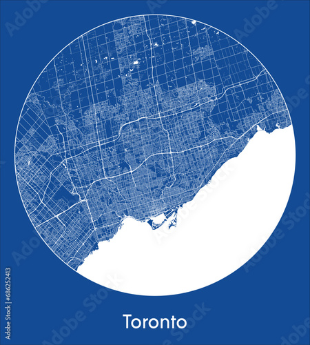City Map Toronto Canada North America blue print round Circle vector illustration