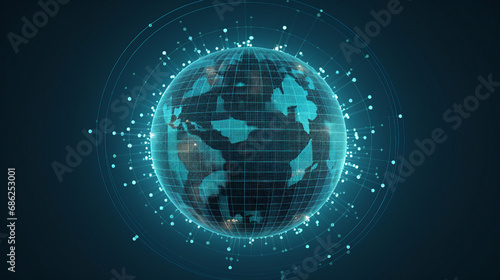 Innovative Abstract Sphere Composition: Modern Digital Design of Connected Points and Grid - Artistic Illustration for Futuristic Backgrounds and Creative Concepts.