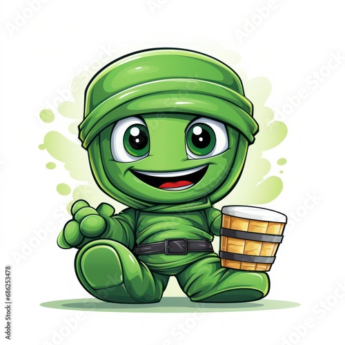 Playful Green Ninja in Cartoon Style photo