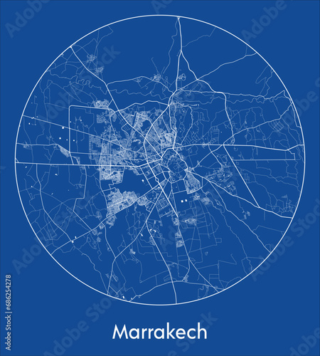 Wallpaper Mural City Map Marrakech Morocco Africa blue print round Circle vector illustration Torontodigital.ca
