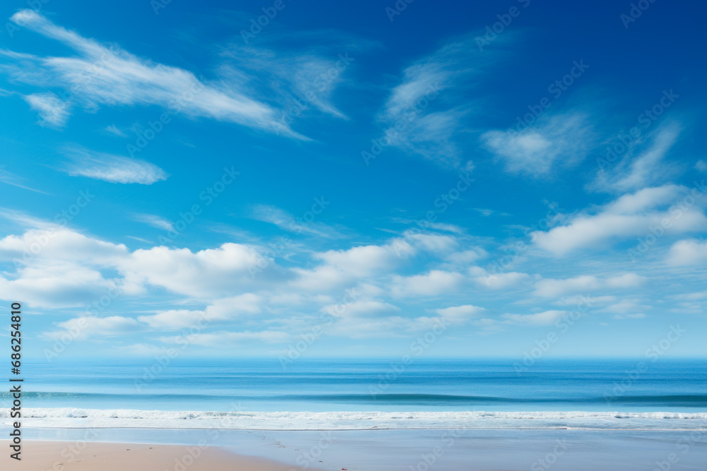 light blue sky and clean spacious sea beach generative ai