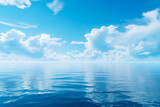 calm blue ocean and clear cloudy sky generative ai