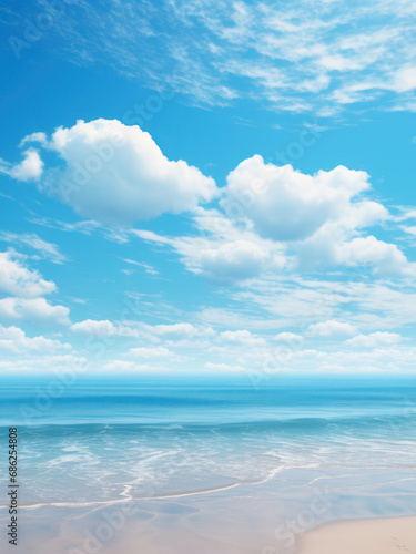 light blue sky and clean spacious sea beach generative ai © Fukume