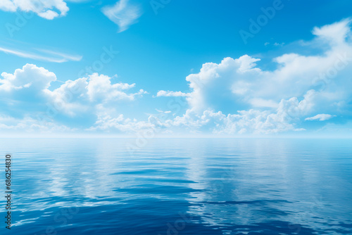 calm blue ocean and clear cloudy sky generative ai © Fukume