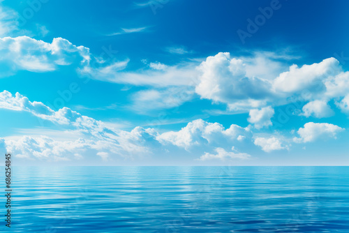 calm blue ocean and clear cloudy sky generative ai