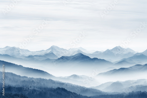 white snowy mountain peaks generative ai © Fukume