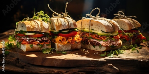 Delicious Deli Sandwiches Wrapped for Picnic