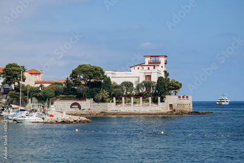 View of the famous Greek-style villa Kerylos, built in the early 20th century on the French Riviera photo