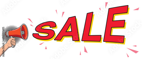 Loudspeaker and text SALE. Vector illustration