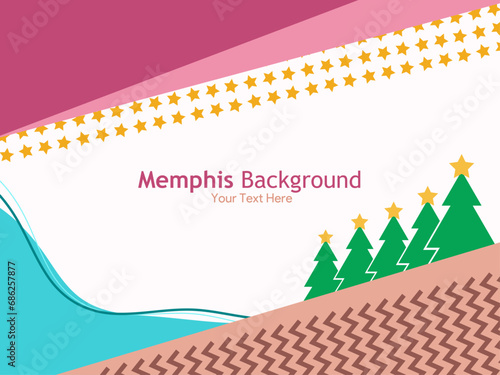 Christmas Background Memphis Style Template Design