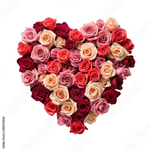 Roses arranged in the shape of a heart Valentine.