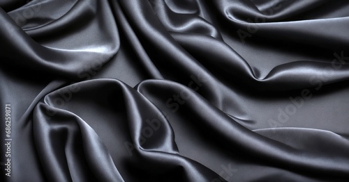 Fabric satin black silk wide background