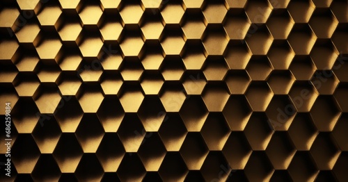 top flat lay Gold and black geometric hexagon pattern  golden rough texture metallic background  3d rendering 