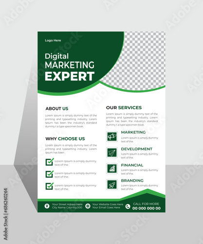 green template, Creative corporate business flyer template, Corporate Business flyer template, Flyer Template Geometric shape used for business poster layout 