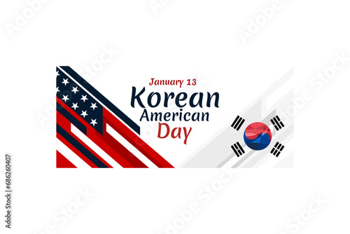Korean American Day vector. Flag of South Korea and American flag icon vector isolated. Suitable for greeting card, poster and banner.
