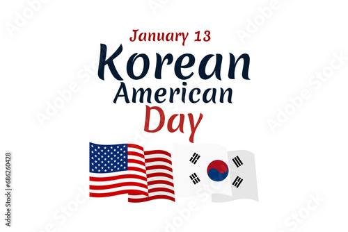 Korean American Day vector. Flag of South Korea and American flag icon vector isolated. Suitable for greeting card, poster and banner.