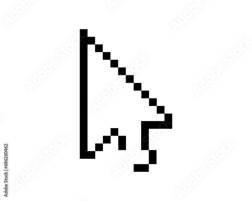 The black border pixelated white mouse cursor icon
