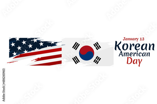 Korean American Day vector. Flag of South Korea and American flag icon vector isolated. Suitable for greeting card, poster and banner.