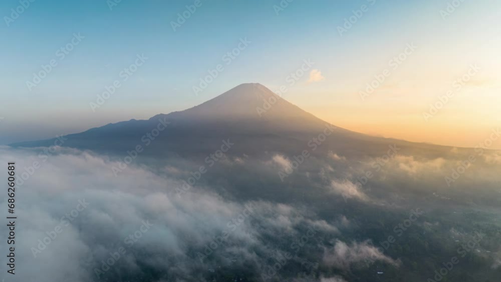 Aerial view of Semeru mountain at sunrise, Indonesia. Aerial view of Semeru mountain at sunrise, Indonesia.