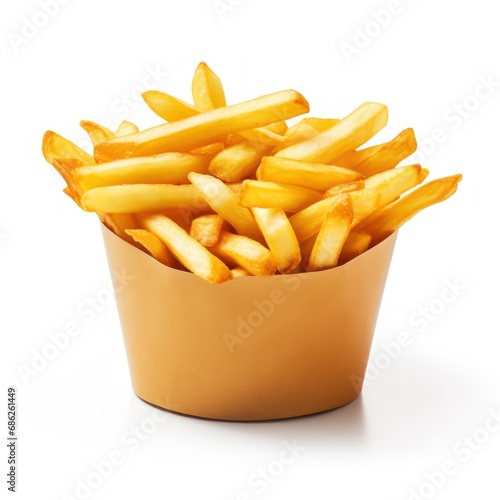 Golden French Fries Mouthwatering and Delicious on White Background