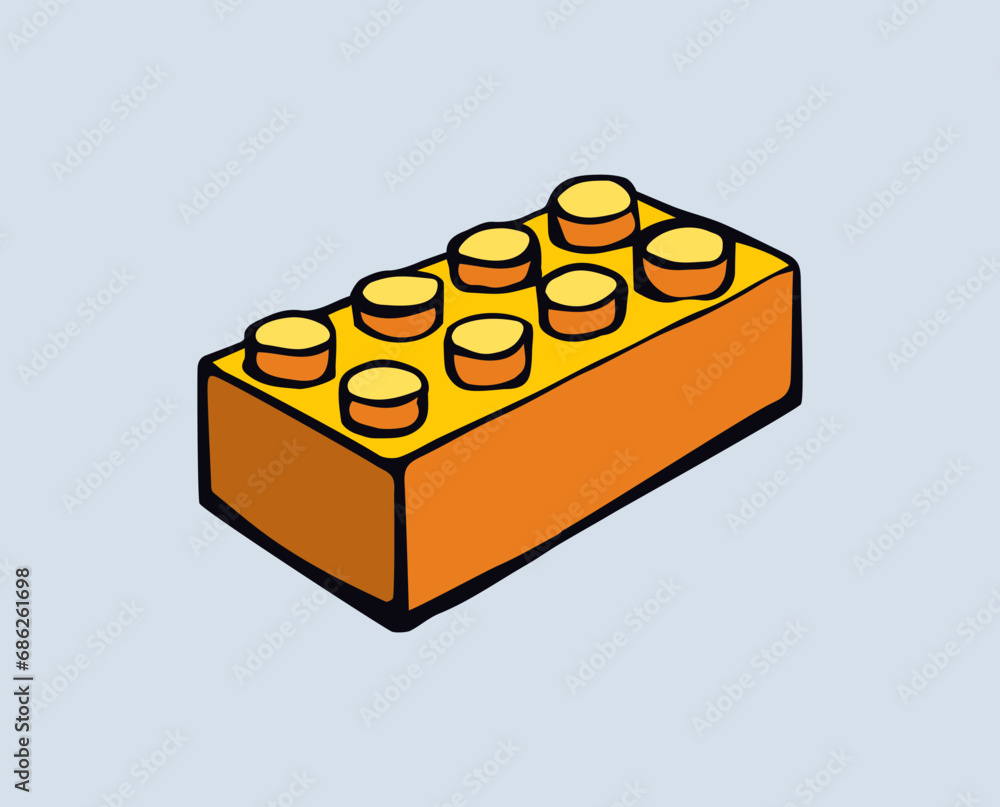 Plastic Building Block. Vector drawing Plastic Building Block. Vector drawing