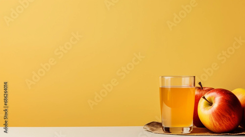 copy space, stockphoto, glass filled with healthy apple juice. Healthy drink from fresh apples. Antioxidant. Healthy lifestyle theme. photo