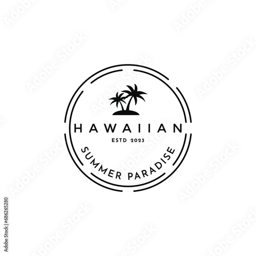 vintage retro hawaiian logo design concept idea