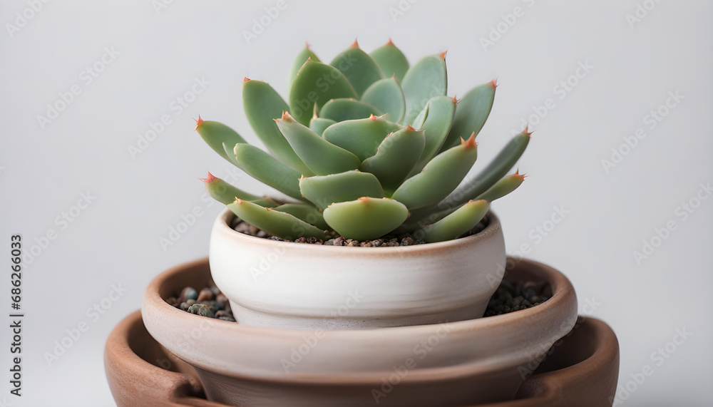 Small plant in pot succulents or cactus isolated on white background by front view Small plant in pot succulents or cactus isolated on white background by front view