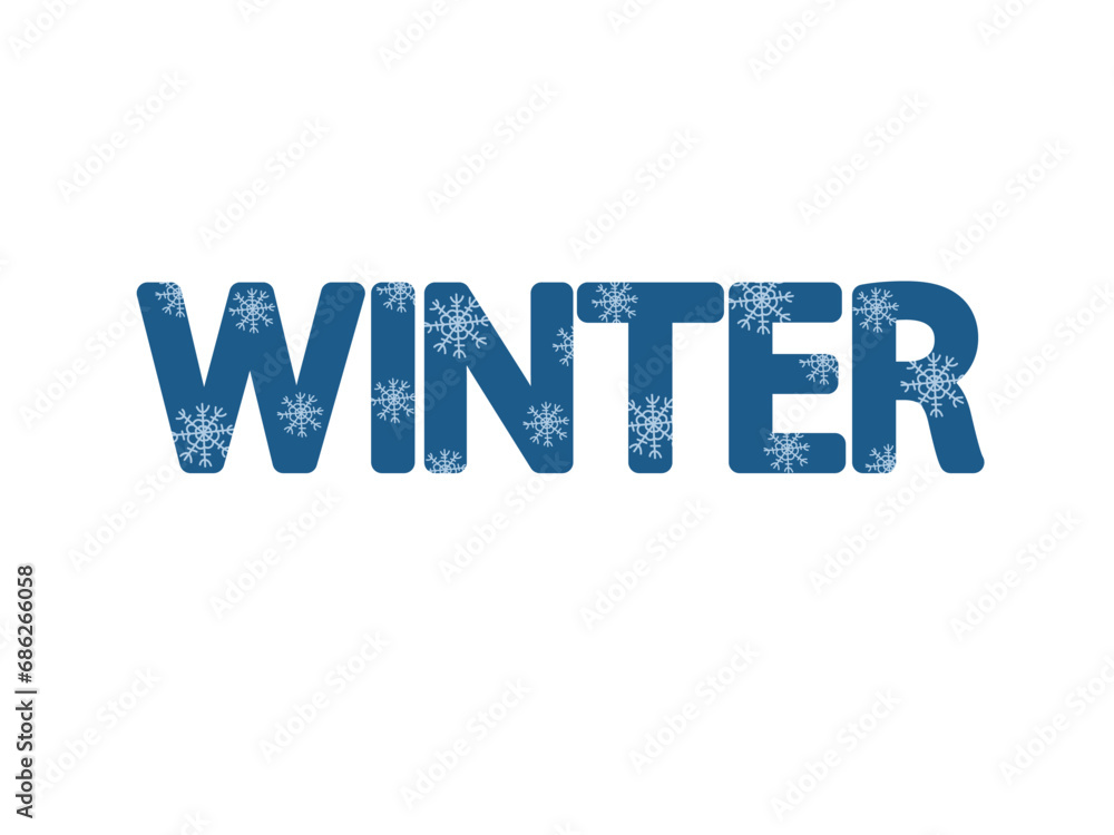 Lettering the word Winter with snowflakes
