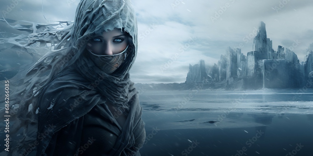 Cyberpunk style, person in the woods