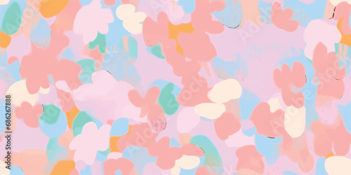 delicate pastel light floral peonies pattern with paint strokes