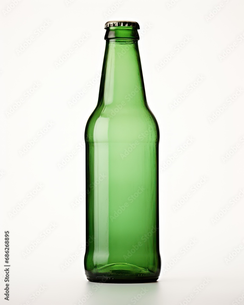 Empty Green Beer Bottle on White Background Empty Green Beer Bottle on White Background