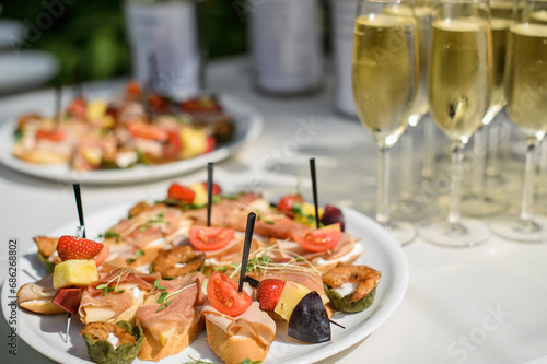 Buffet snacks at a banquet. buffet menu options