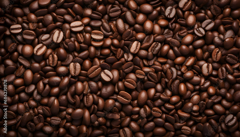 Background made of falling down fresh coffee beans with copy space Background made of falling down fresh coffee beans with copy space