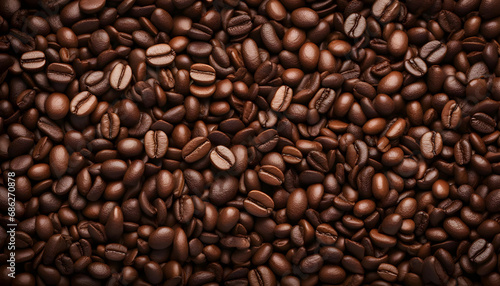 Background made of falling down fresh coffee beans with copy space © iqra