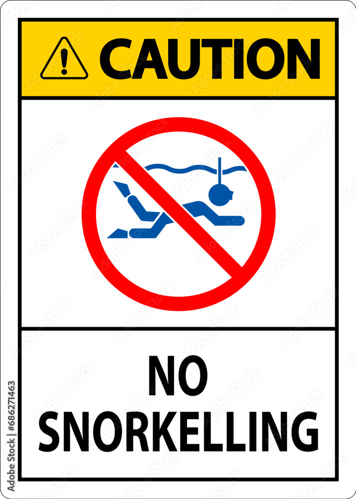 Water Safety Sign Attention, No Snorkeling Water Safety Sign Attention, No Snorkeling