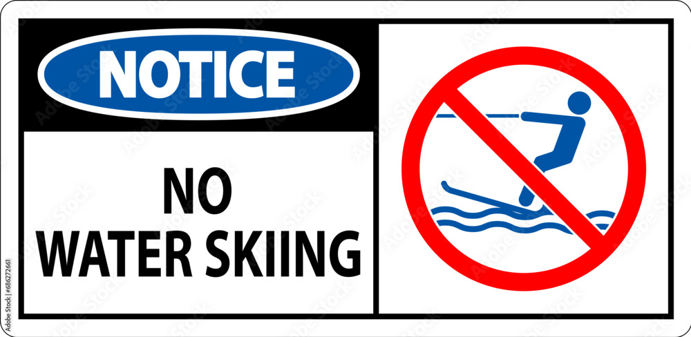 Water Safety Sign Attention, No Water Skiing Water Safety Sign Attention, No Water Skiing