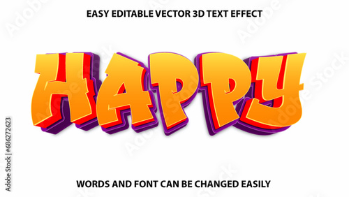 Happy yellow growly 3d text effect