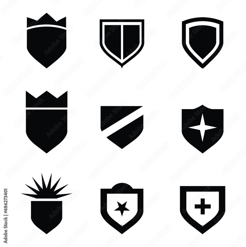 shield icons set shield icons set