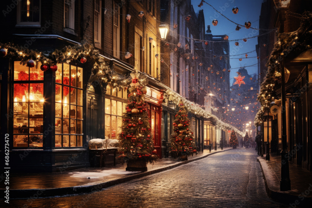 Christmas lights and Christmas decorations on the streets