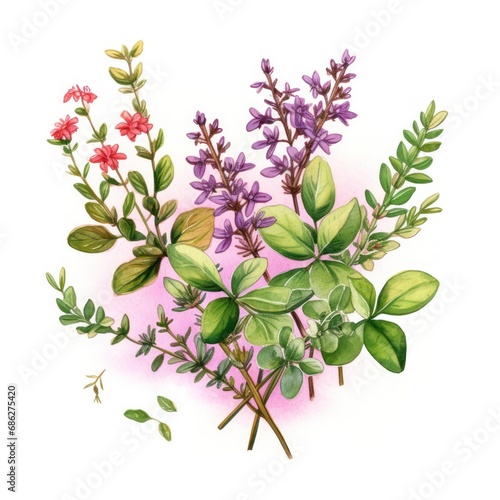 Exquisite Watercolor Herbs and Spices Clipart Vibrant Thyme and Marjoram Bundle