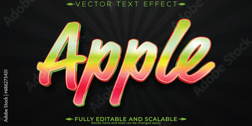 Apple text effect, editable fruit and sweet customizable font style