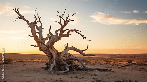 In the landscape areas, there are trees that are either partially alive or partially dead.
