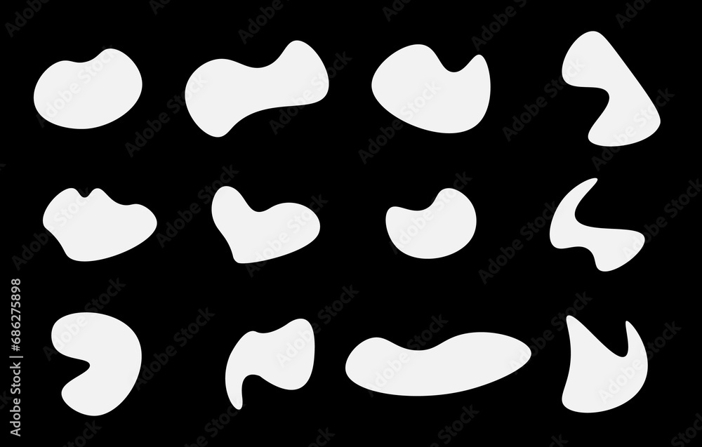 Blob shape organic set. Random black cube drops simple shapes. Pebble, inkblot, drops and stone silhouettes. Blob shape organic set. Random black cube drops simple shapes. Pebble, inkblot, drops and stone silhouettes.