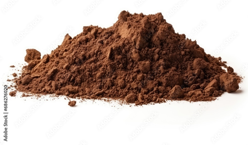 Textured brown akadama soil heap, white background Textured brown akadama soil heap, white background